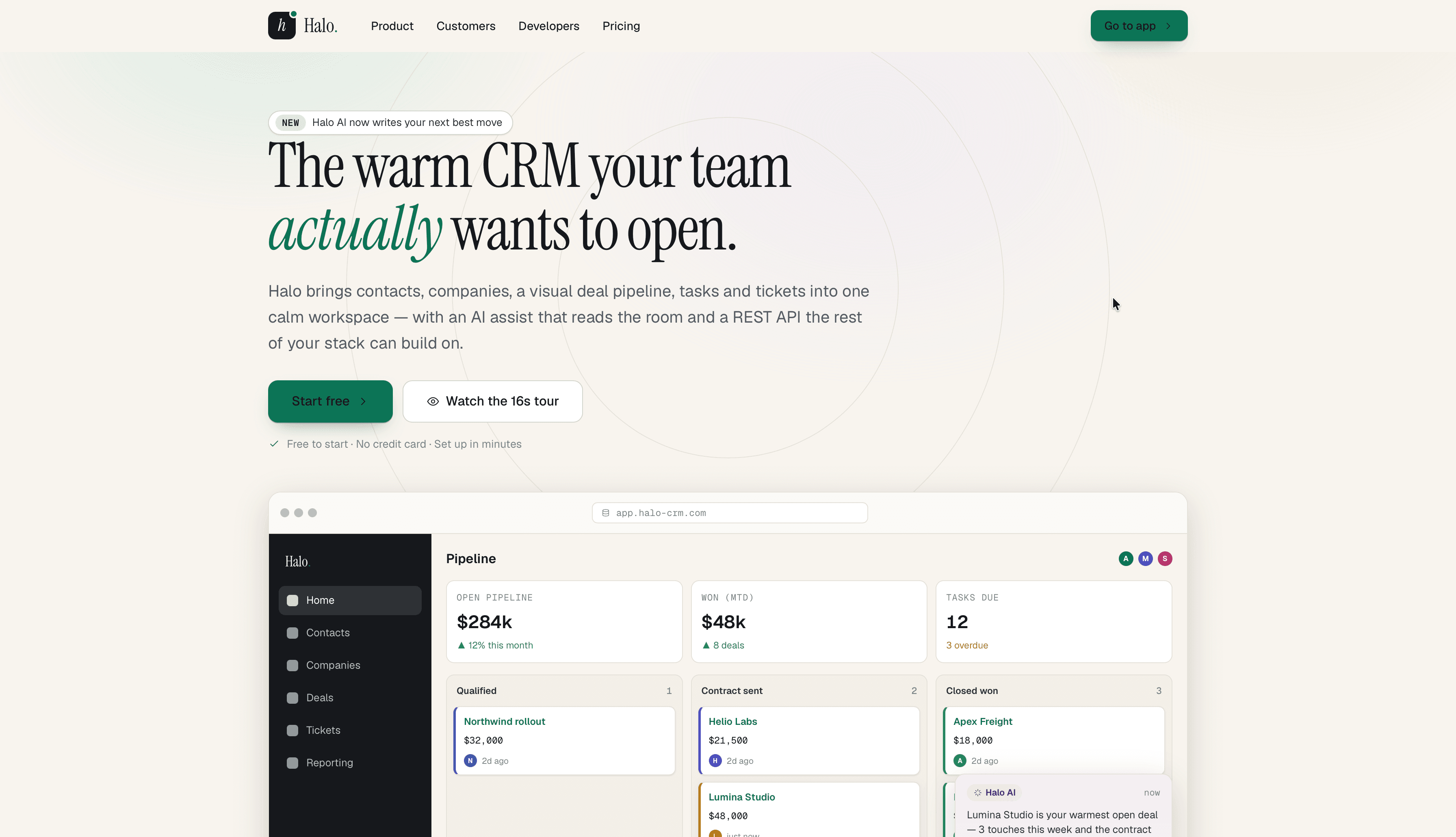 Halo — AI-Native CRM case study by Novative